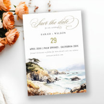 Gran Boda de Paisaje Acuarela de Big Sur, Californ