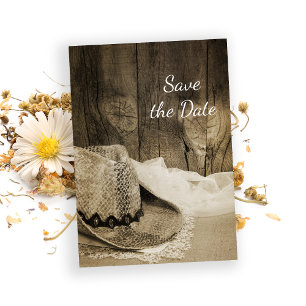 Reserva La Fecha Granero de Sombrero Vaquero Boda Western Save the 