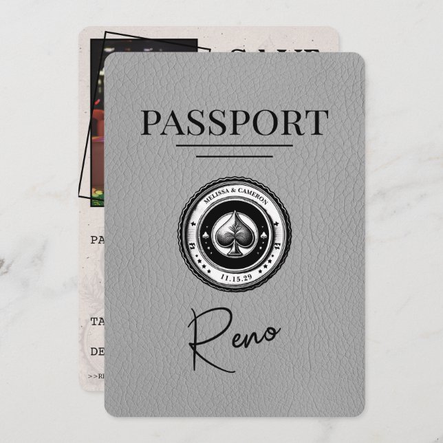 Reserva La Fecha Gray Reno Passport Guardar la fecha (Anverso / Reverso)