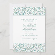 Green Abstract Floral Modern Seaside Boda