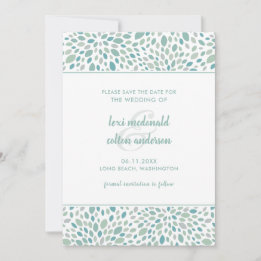 Reserva La Fecha Green Abstract Floral Modern Seaside Boda