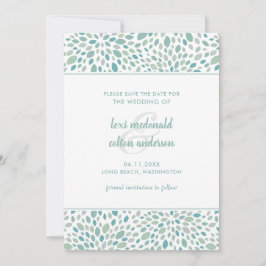 Reserva La Fecha Green Abstract Floral Modern Seaside Boda