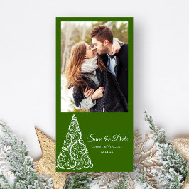 Reserva La Fecha Green Christmas Tree Winter Wedding Save the Date