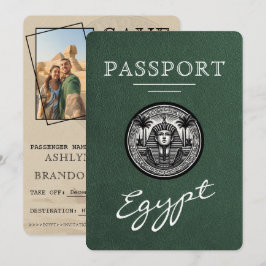 Reserva La Fecha Green Egypt Passport Wedding Save the Date