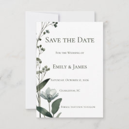 Reserva La Fecha Green Floral Botanical Wedding