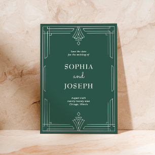 Reserva La Fecha Green Modern Deco Boda de Navidad elegante