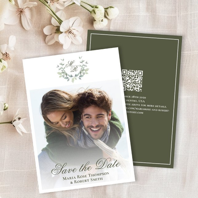 Reserva La Fecha Green Save the Date Boda Classic Photo (Elegant green wedding save the date photo card. )