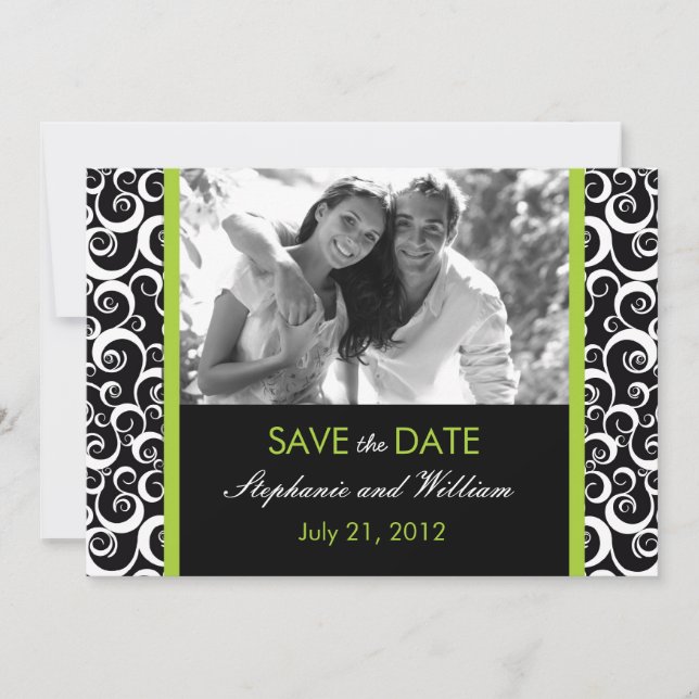 Reserva La Fecha Green Swirl Photo Save the Date (Anverso)