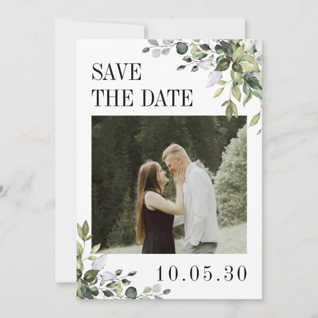 Reserva La Fecha Greenery Eucalyptus Boda de fotografía Código QR A (Anverso)