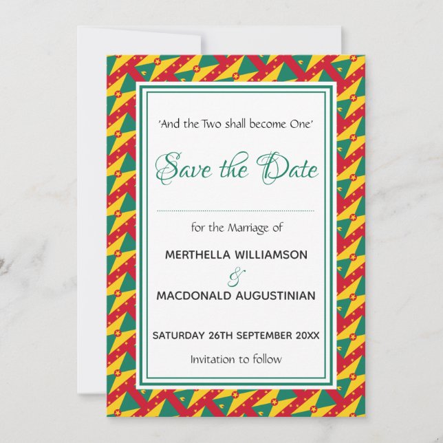 Reserva La Fecha GRENADA FLAG Personalizado Scripting Stylish (Anverso)