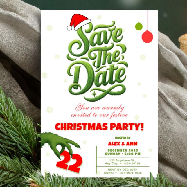 Reserva La Fecha Grinch Style Christmas Party Save the Date (Grinch Style Christmas Party Save the Date )