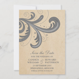 Reserva La Fecha Gris Stylish Swirls Save the Date Invite