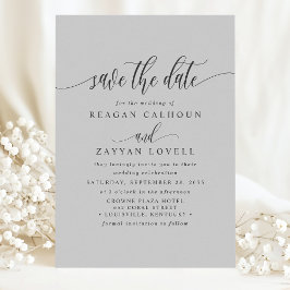 Reserva La Fecha Gris Suave Caligrafía Elegante Save The Date