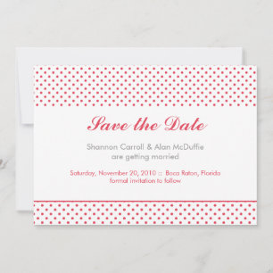 Reserva La Fecha gris y coral con lunares para ahorrar la fecha