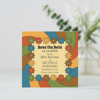 Reserva La Fecha Groovy 80th Birthday Good Vibes Retro 60s Music