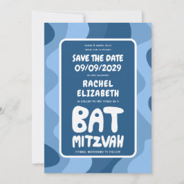 Reserva La Fecha Groovy Blue Waves Personalizado Bat Bar Bnai Mitzv