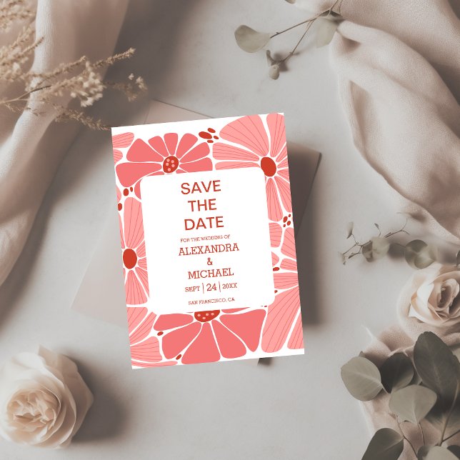 Reserva La Fecha Groovy boda moderno de margarita rosa (Subido por el creador)