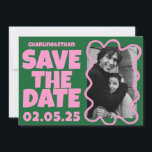 Reserva La Fecha Groovy Bold Green Pink Red Funky<br><div class="desc">Groovy Bold Green Pink Red Funky Save the Date</div>