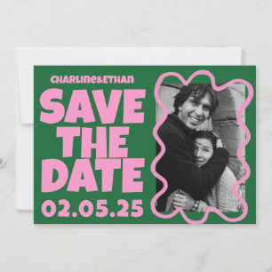 Reserva La Fecha Groovy Bold Green Pink Red Funky