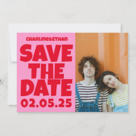 Reserva La Fecha Groovy Bold Green Pink Red Funky Save The Date