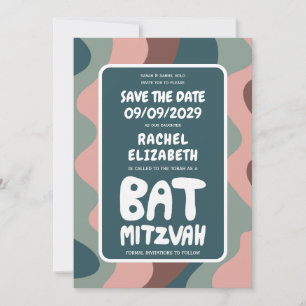 Reserva La Fecha Groovy Green Waves Personalizado Bat Bar Bnai Mitz
