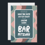 Reserva La Fecha Groovy Green Waves Personalizado Bat Bar Bnai Mitz<br><div class="desc">Tarjeta perfecta para anunciar un bar o murciélago mitzvah u otra celebración judía y pedir a los invitados que guarden la fecha! ¡La mano hizo arte para ti con la letra en la parte delantera y trasera! (consultar tienda o DM para opciones de BAR/MTD) ¡PERSONALIZABLE COMPLETO! Haga clic en "Personalizar"...</div>