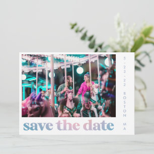 Reserva La Fecha Groovy Pastel Gradiente púrpura Boda de fotografía