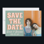 Reserva La Fecha Groovy Photo Blue Pink Red Funky<br><div class="desc">Groovy Bold Blue Pink Red Funky Save the Date</div>