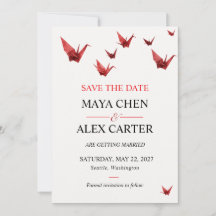 Grullas de papel de origami rojas para boda modern