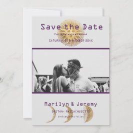 Reserva La Fecha Grunge Photo Purple Zodiac Flat Save the Date