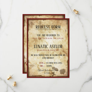 Reserva La Fecha Grungy Asylum Lunatic Cumpleaños