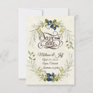 Reserva La Fecha Guapa guardar fecha floral azul