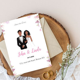 Reserva La Fecha Guarda la fecha, boda, pareja negra,