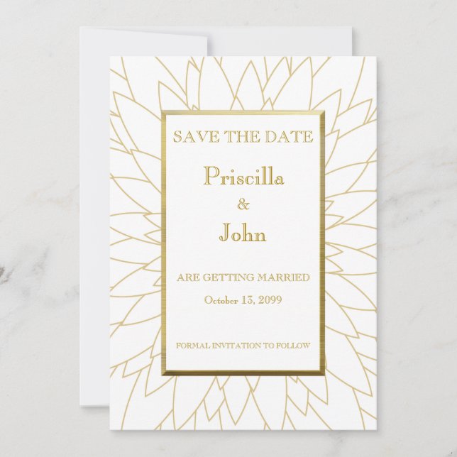 Reserva La Fecha Guarda la fecha, grandes gatsby, dahlia geométrica (Anverso)