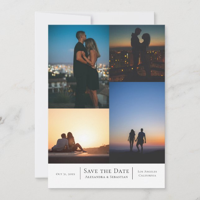 Reserva La Fecha Guardar El Boda De Collage De Fechas Personalizado (Anverso)