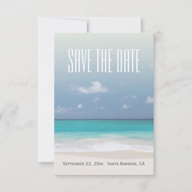 Reserva La Fecha Guardar El Boda Personalizado De Date Beach (Anverso)