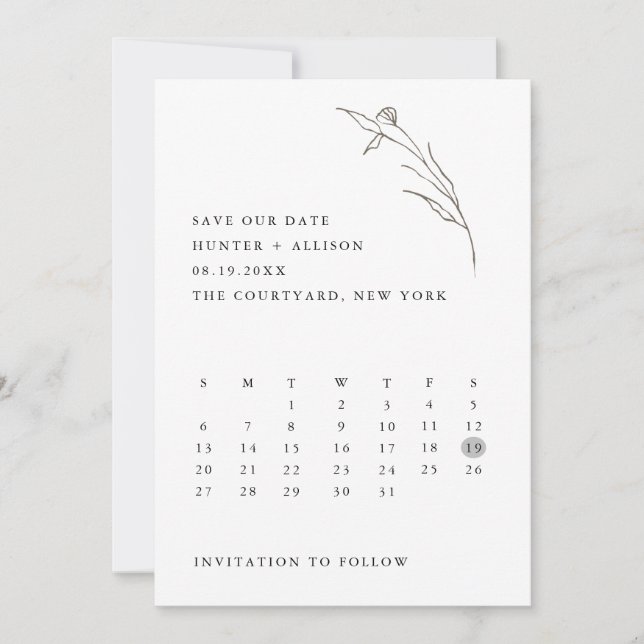 Reserva La Fecha Guardar El Calendario De Fecha (Anverso)