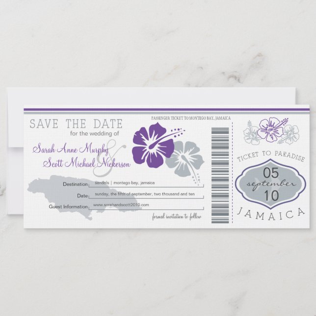 Reserva La Fecha Guardar el pase de embarque a Jamaica (Anverso)