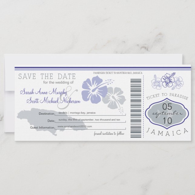 Reserva La Fecha Guardar el pase de embarque a Jamaica (Anverso)