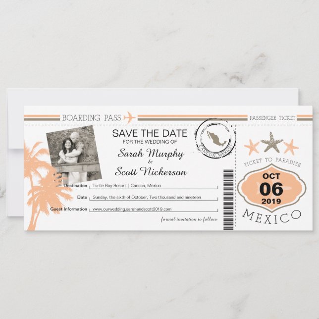 Reserva La Fecha Guardar el pase de embarque de fecha a México (Anverso)