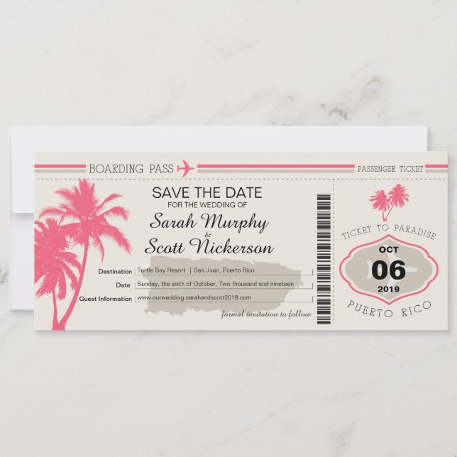 Reserva La Fecha Guardar el pase de embarque para Puerto Rico (Anverso)