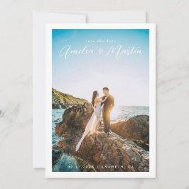 Reserva La Fecha Guardar el retrato elegante Date con borde blanco