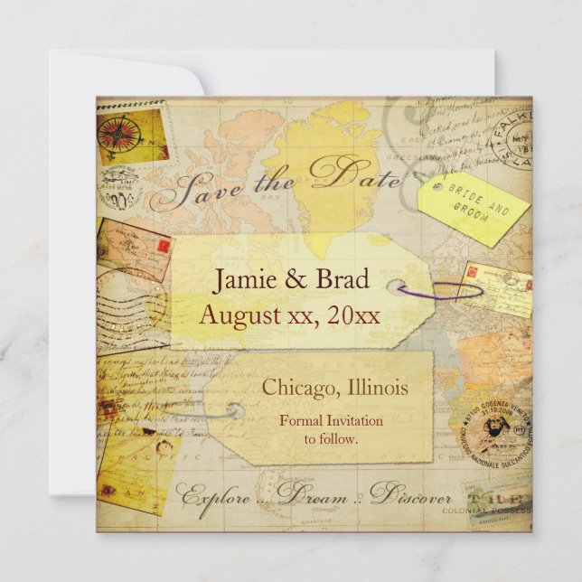 Reserva La Fecha Guardar el tema de la ducha de viajes de fechas (Anverso)