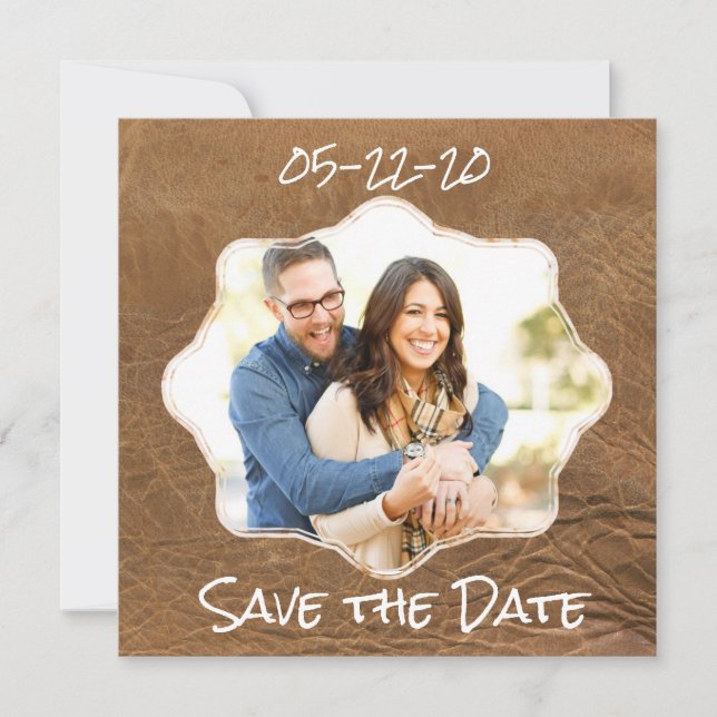 Reserva La Fecha Guardar el tema del cuero de fecha (Anverso)