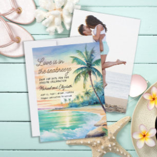 Reserva La Fecha Guardar Fecha de Boda Foto Playa Tropical