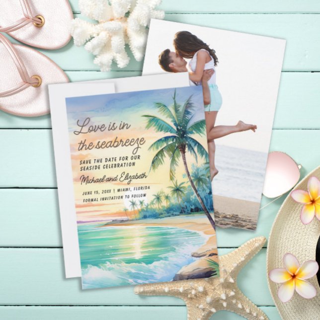 Reserva La Fecha Guardar Fecha de Boda Foto Playa Tropical  (Tropical/beach wedding Save the Date photo card)