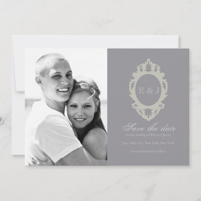 Reserva La Fecha Guardar la colección de monogramas de fecha // car (Anverso)