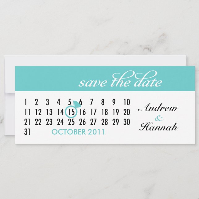 Reserva La Fecha Guardar la cuadrícula del calendario de diamantes  (Anverso)