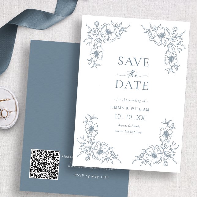 Reserva La Fecha Guardar la fecha azul vintage (Vintage Blue Save The Date
)