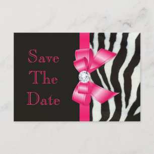 Reserva La Fecha Guardar la fecha Baby Shower Zebra Hot Pink Bow